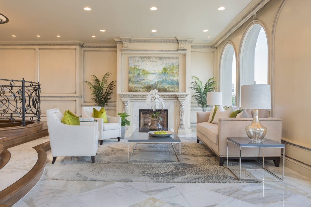 Stone floors considered from room layout through to borders, thresholds and skirting.